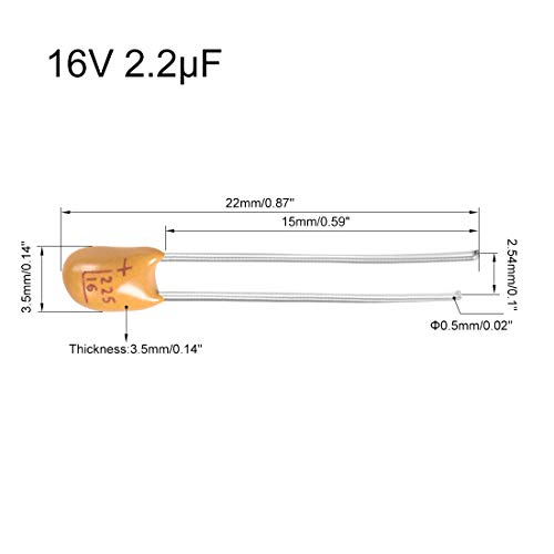 sourcing map 2,2uF 16V condensateur tantale 10 pièces radial