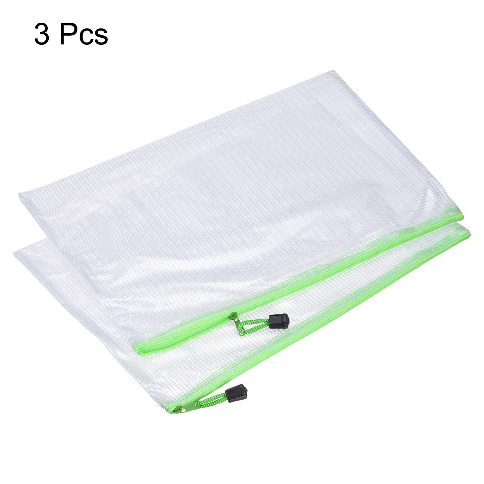 Sourcing Map pochette zip A3 vert mesh lot 3 PVC
