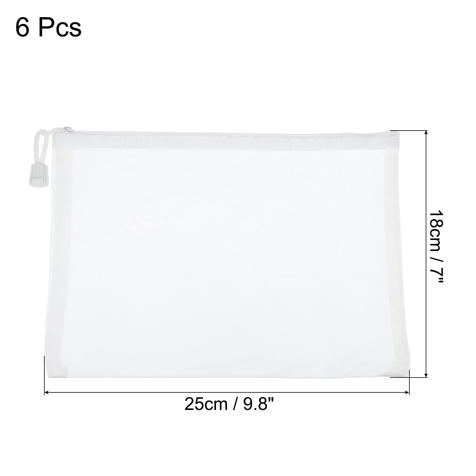 sourcing map pochette zippée A5 blanche x6 nylon