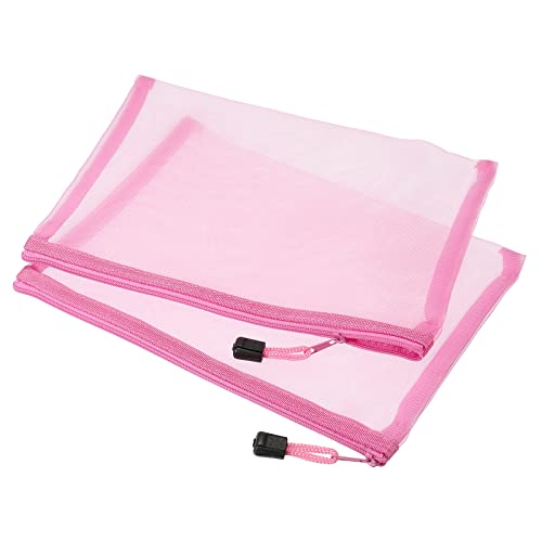 sourcing map pochette maille zippée A5 rose lot 6 nylon