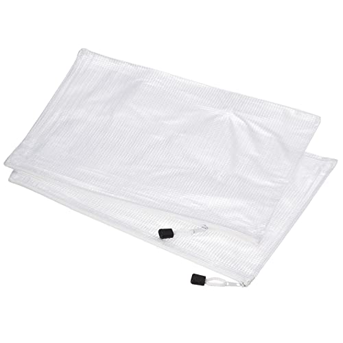 Sourcing Map pochette zip A4 blanc mesh lot 12 PVC