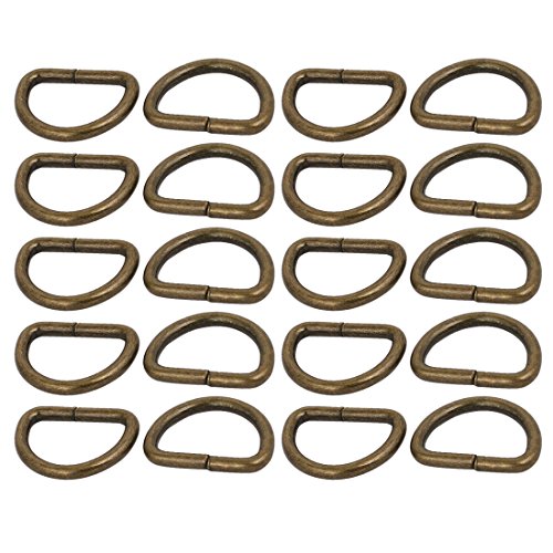 sourcing map Anneau D 20mm anneau métal bronze 20pcs soudé