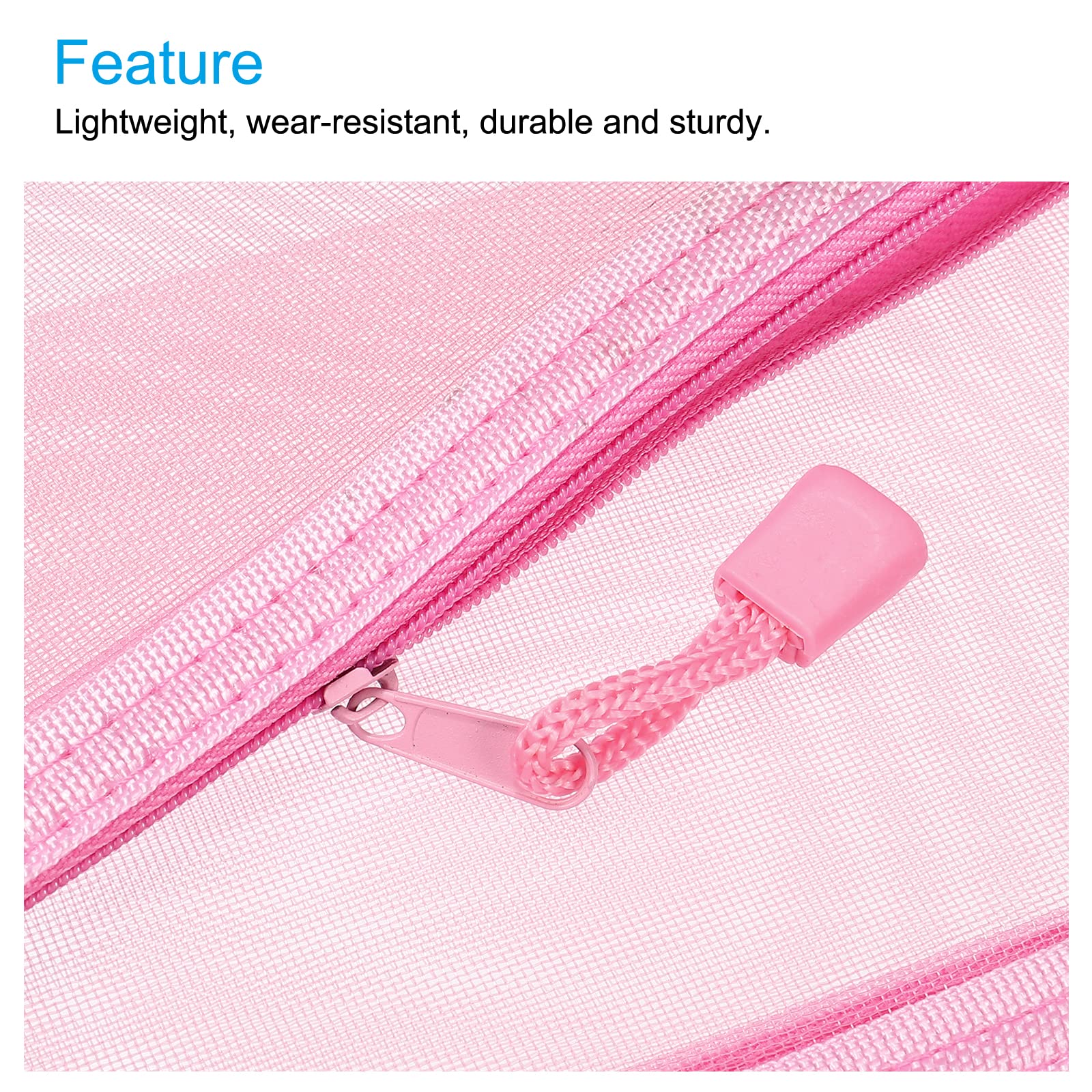 sourcing map B6 pochette zippée maille rose lot 6 nylon