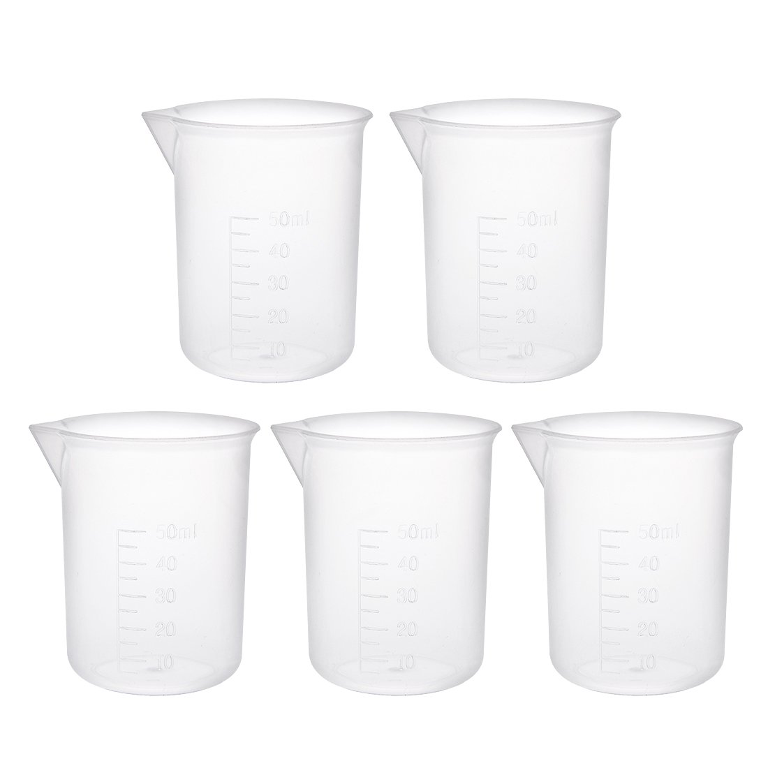 Sourcing Map Industrial bécher gradué plastique 50 ml lot 5