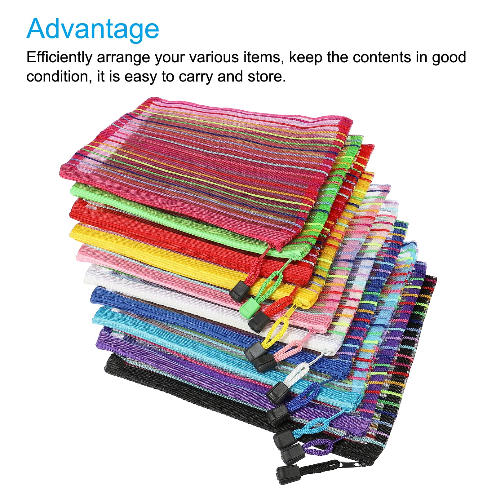 sourcing map A5 pochette zippée maille multicolore lot 10 nylon