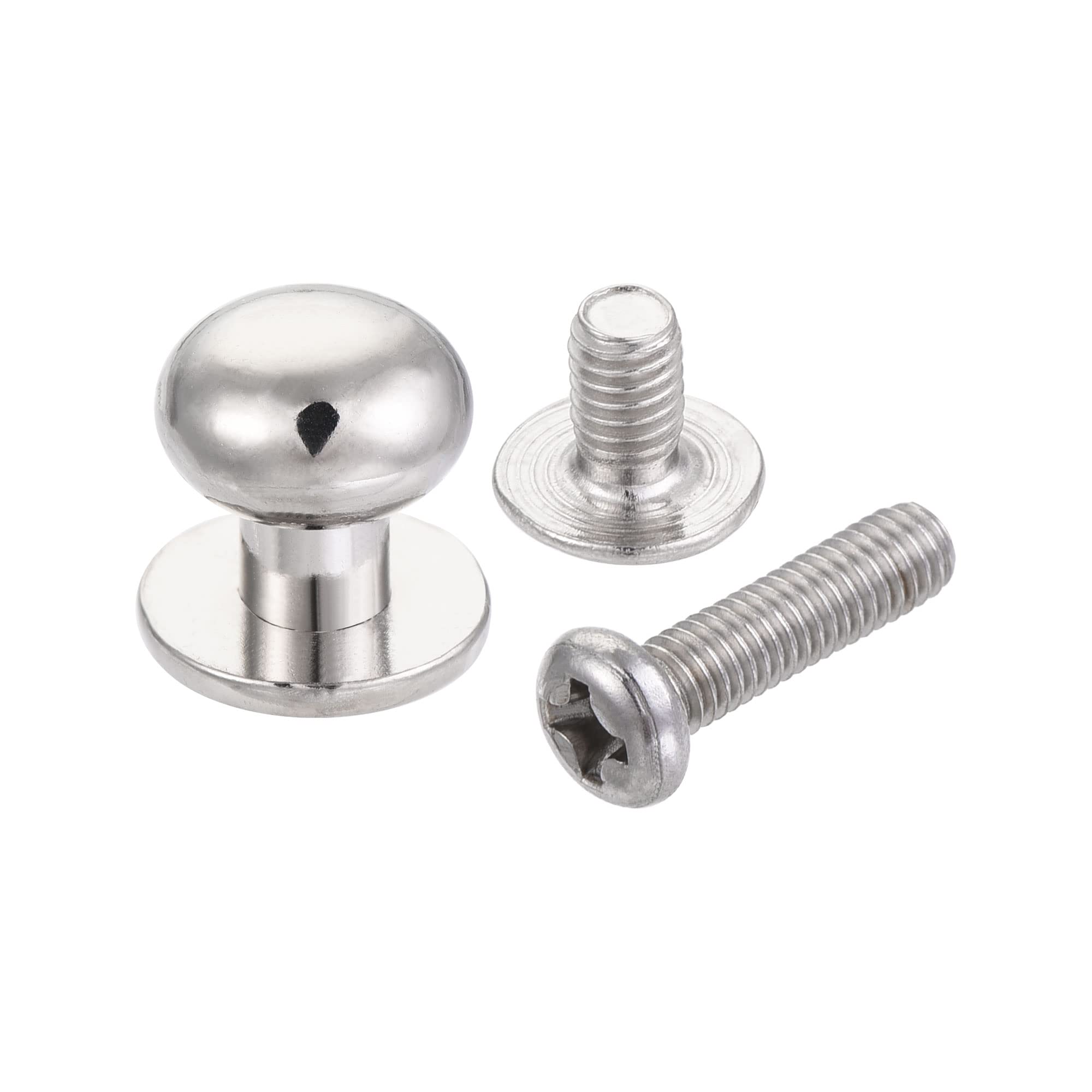Sourcing Map Bouton meuble rond 9mm argenté 24pcs + vis