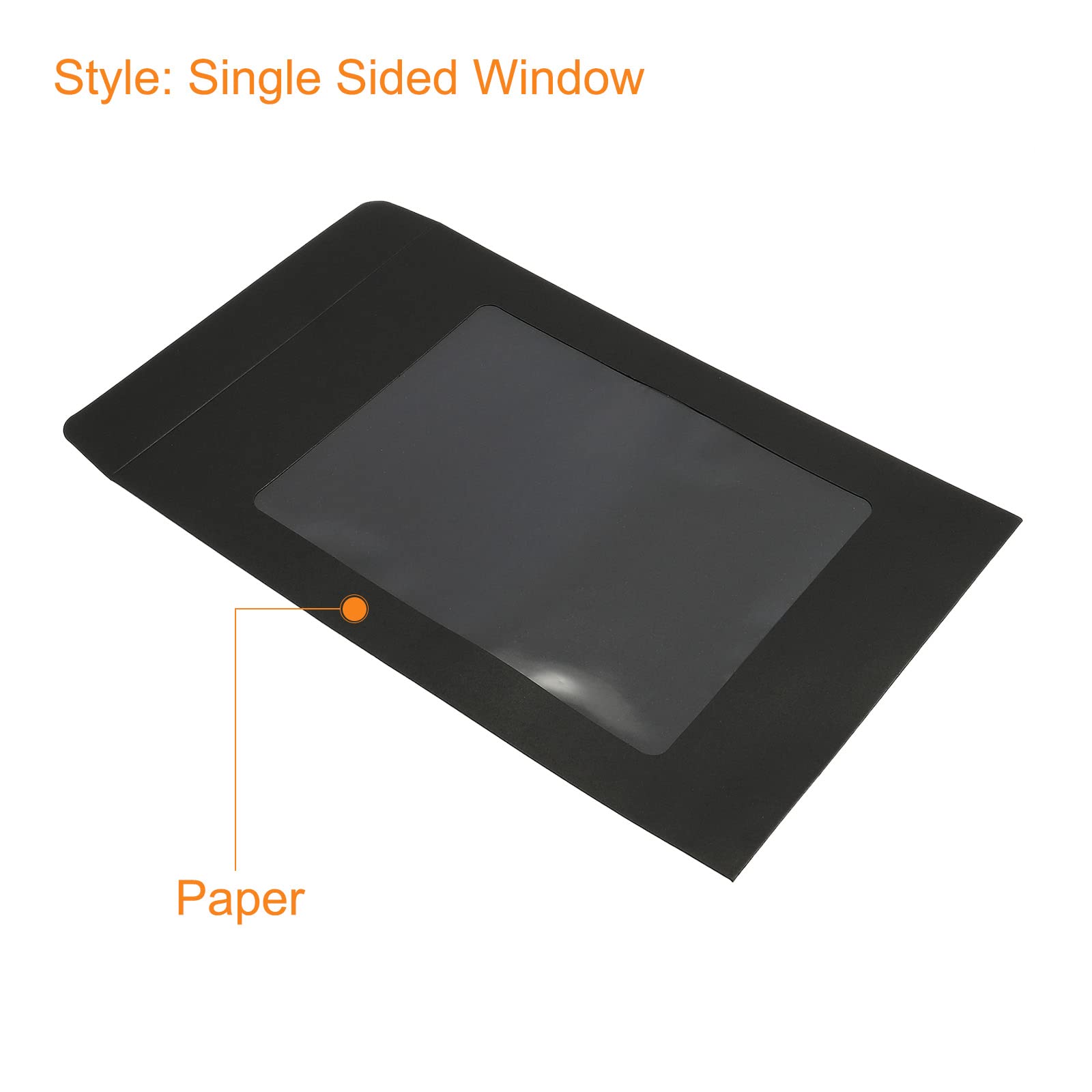 Sourcing Map A4 Enveloppe Fenêtre Noire Simple Face x10