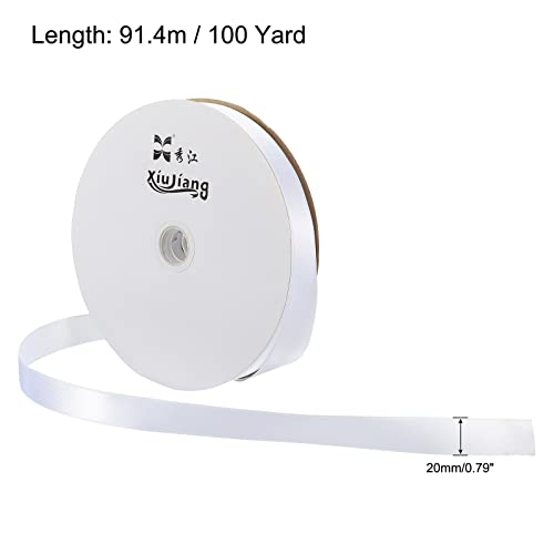 sourcing map Home & Garden ruban satin blanc 20mmx91,4m polyester