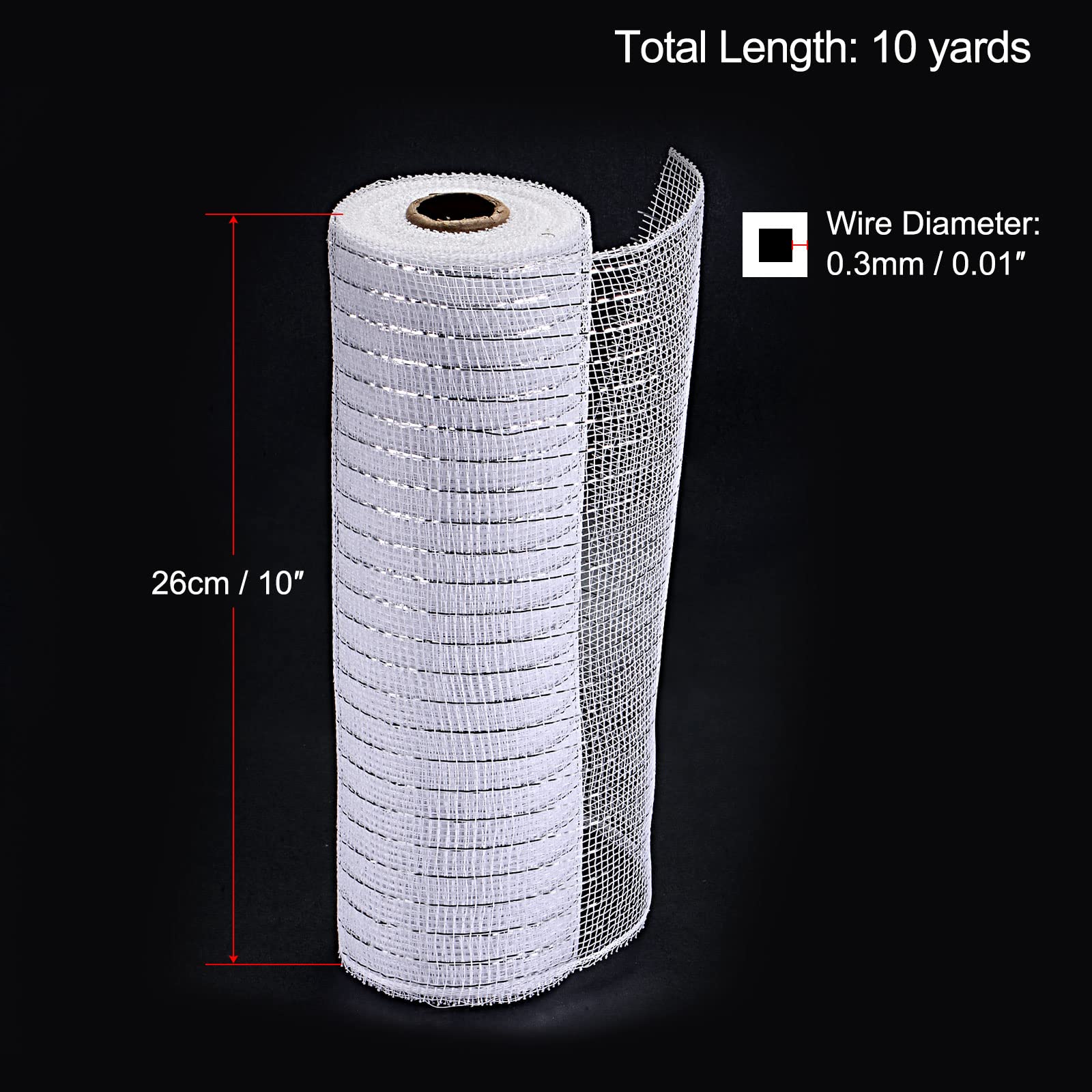 Sourcingmap ruban maille toile jute blanc argent 26cmx9m