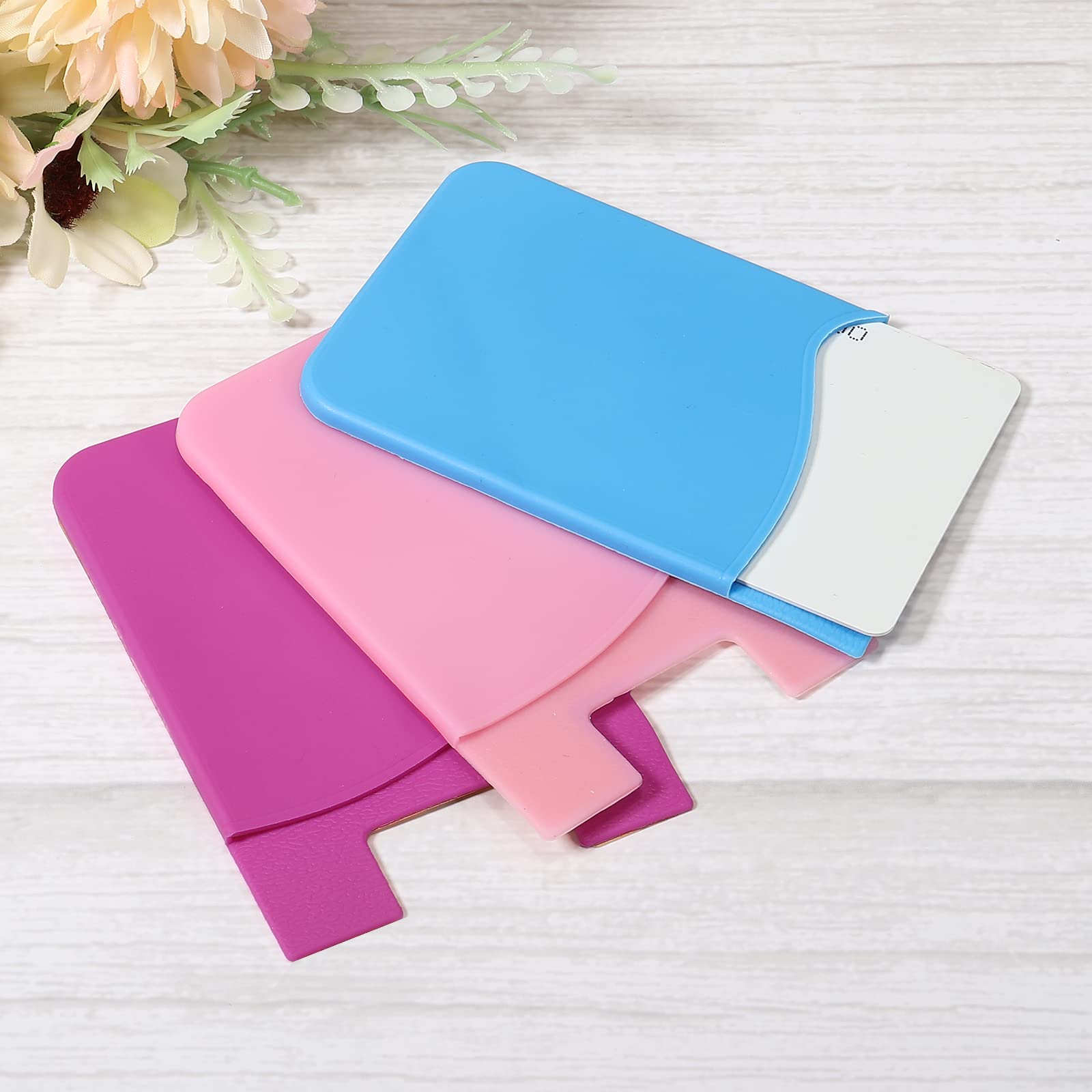 sourcing map Porte-carte adhésif téléphone silicone rose x3