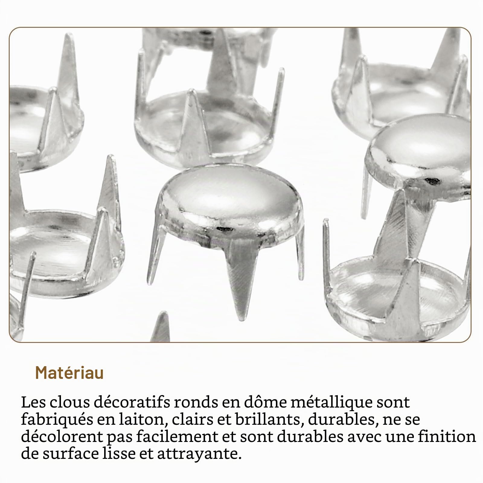 Sourcingmap Rivet cuir dôme 7mm argenté métal lot de 100
