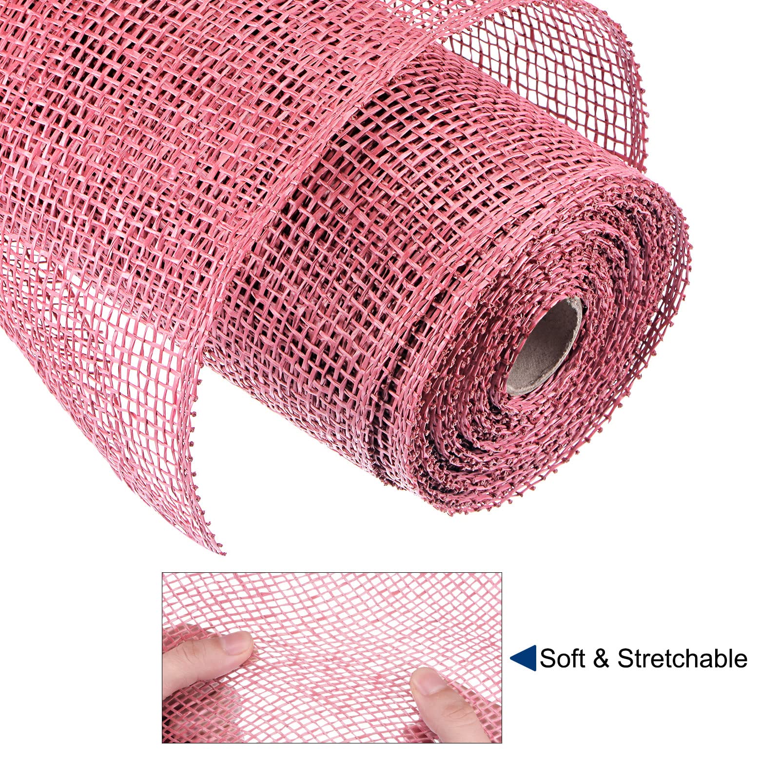 Sourcing Map Toile Jute Ruban Déco Rose 25,4cm x 9m