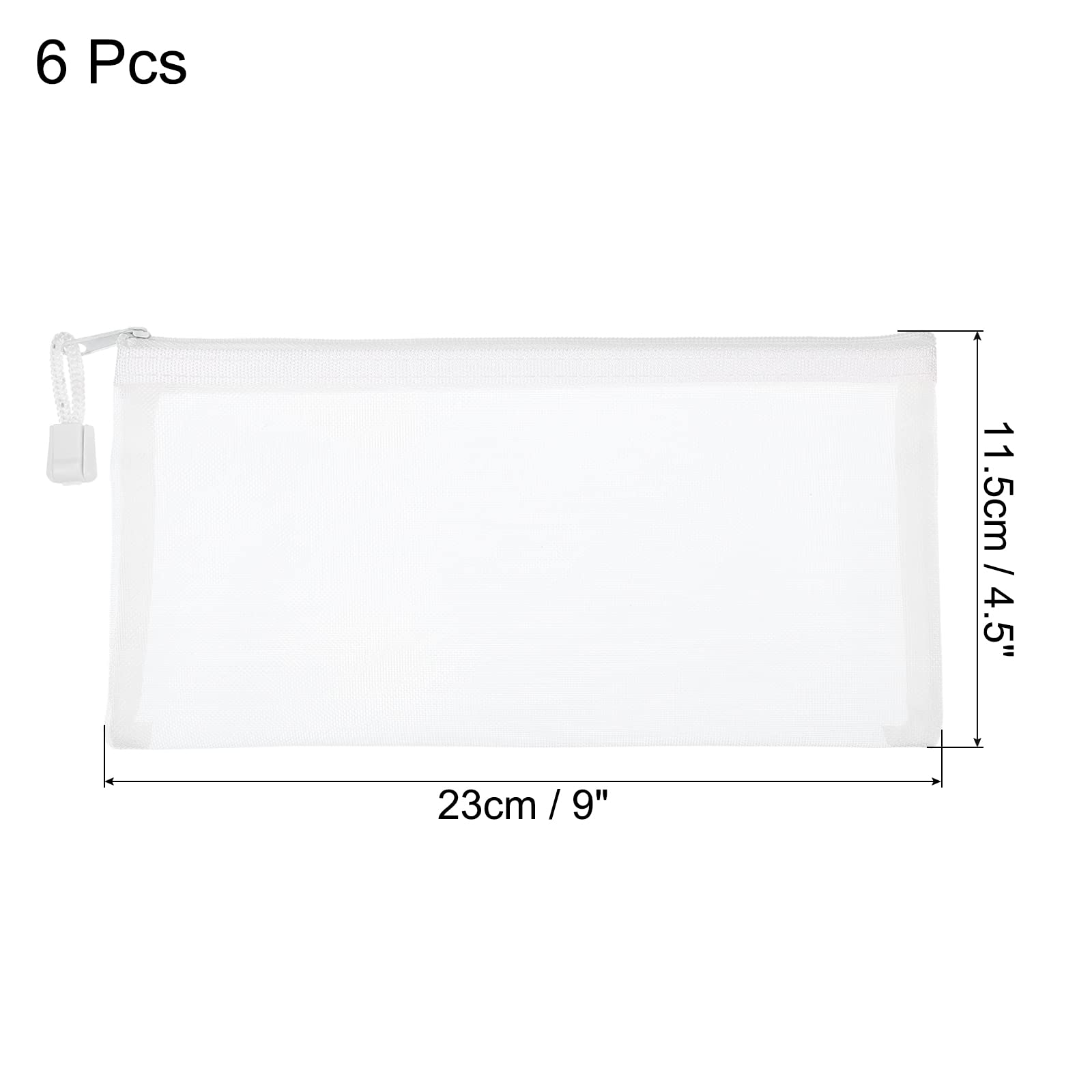 sourcing map B6 pochette maille zippée blanche lot de 6 nylon