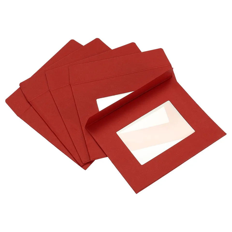 Sourcing Map 10x8 Enveloppe Fenêtre Rouge Double Face x10