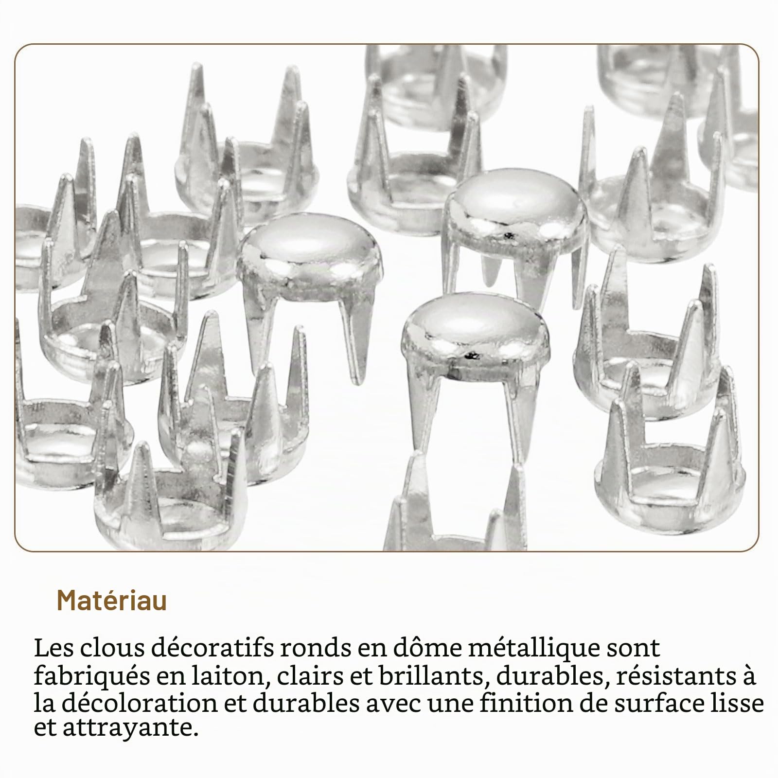 Sourcingmap Home & Garden Clou Dôme Métal Argenté 4mm Lot 100 Laiton