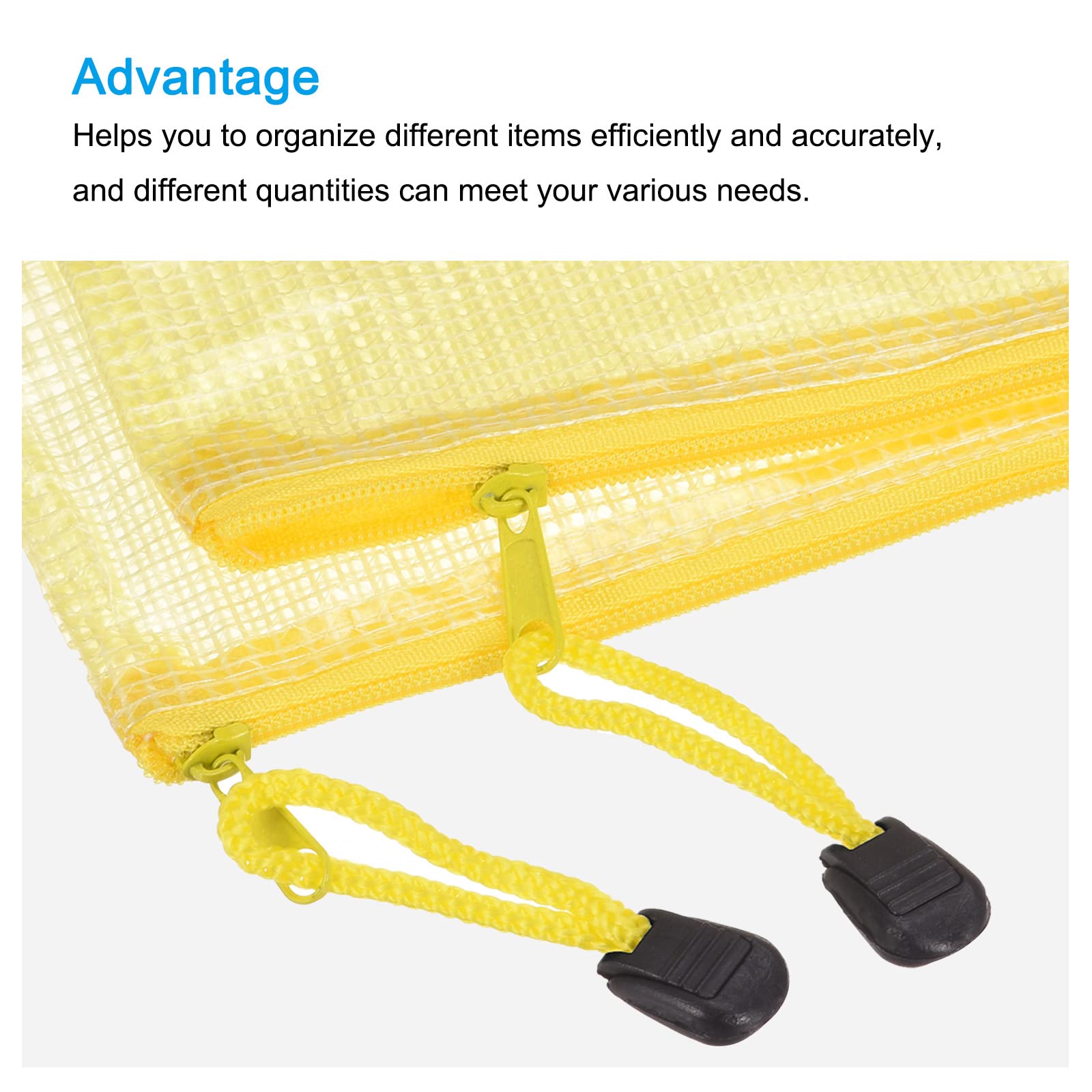sourcing map Pochette A6 zippée jaune lot de 6 PVC