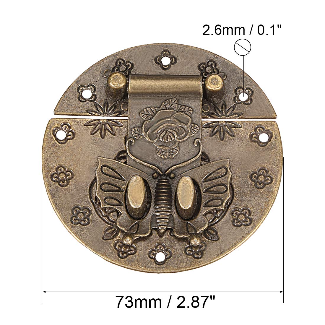 Sourcing Map fermoir loquet bronze vintage boite bois 73mm