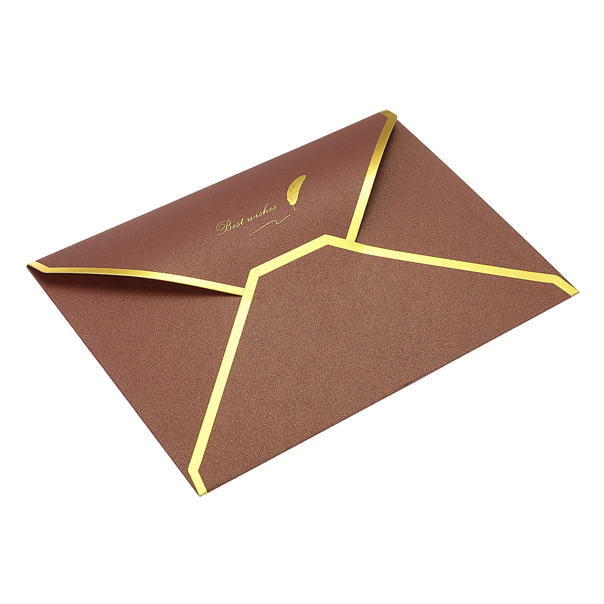 sourcing map Enveloppes B6 marron bord doré x20 mariage