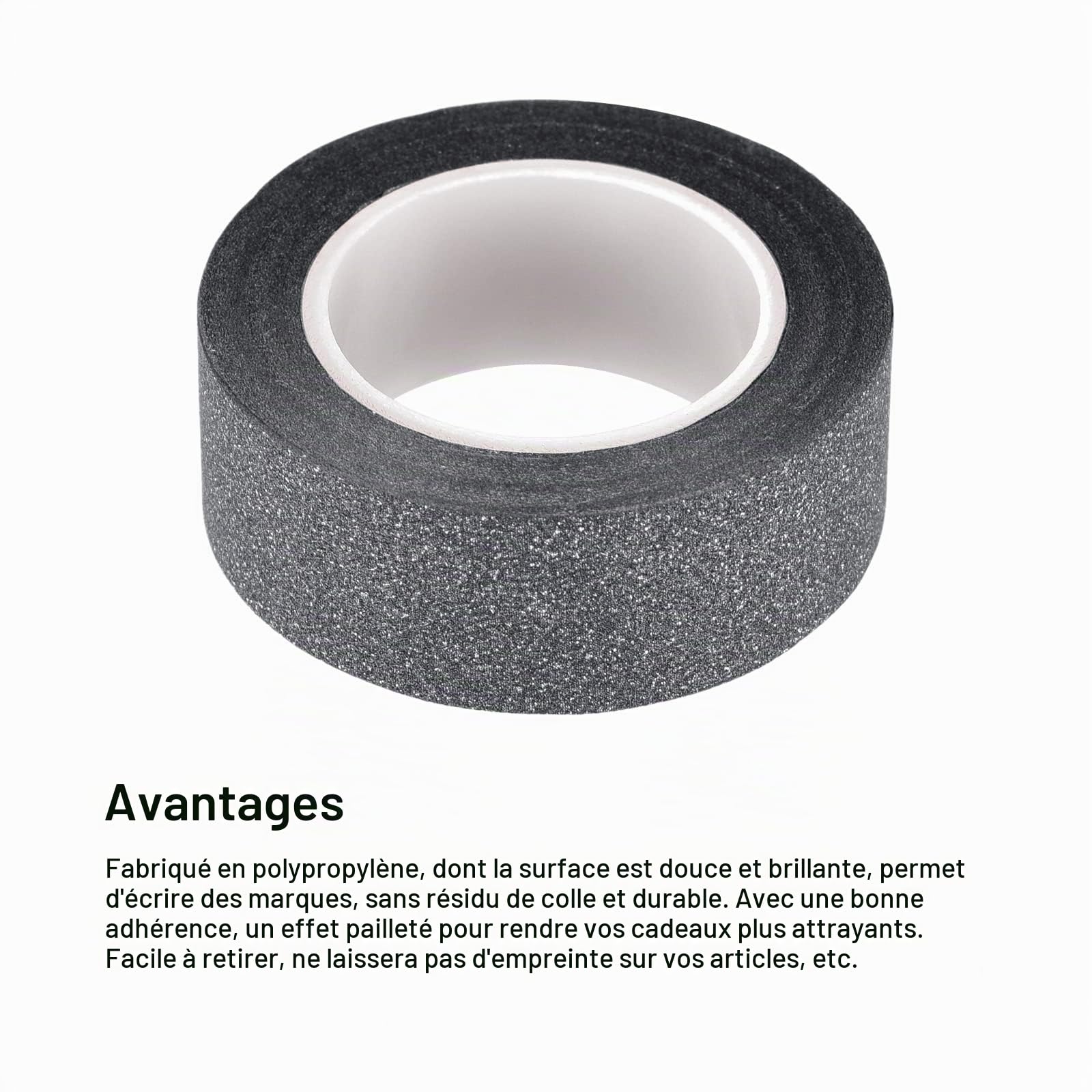 sourcingmap Home ruban paillettes noir 1,5 cm x 10 m