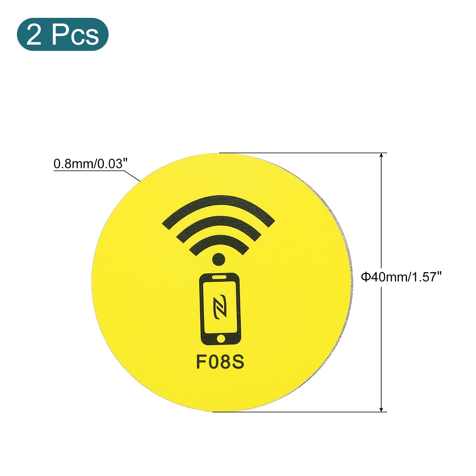sourcing map NFC étiquette autocollant M1 13,56 MHz jaune x2