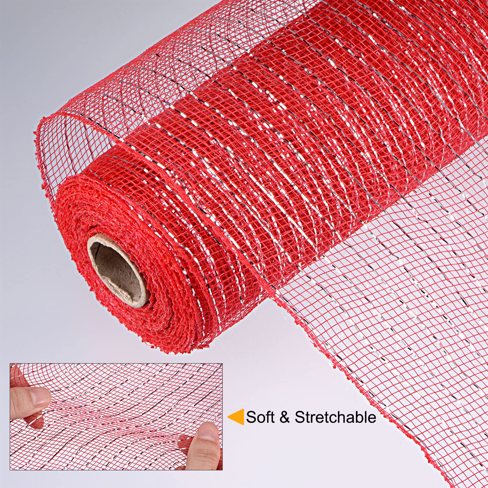 Sourcingmap ruban maille toile jute rouge argent 26cmx9m