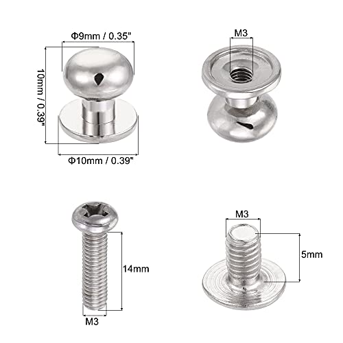 Sourcing Map Bouton meuble rond 9mm argenté 24pcs + vis