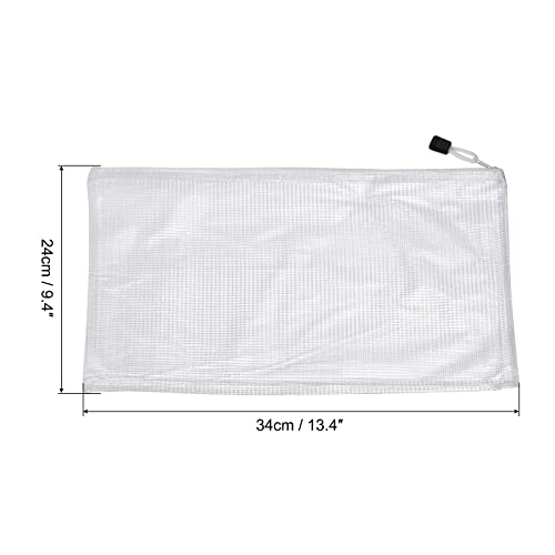 Sourcing Map pochette zip A4 blanc mesh lot 12 PVC