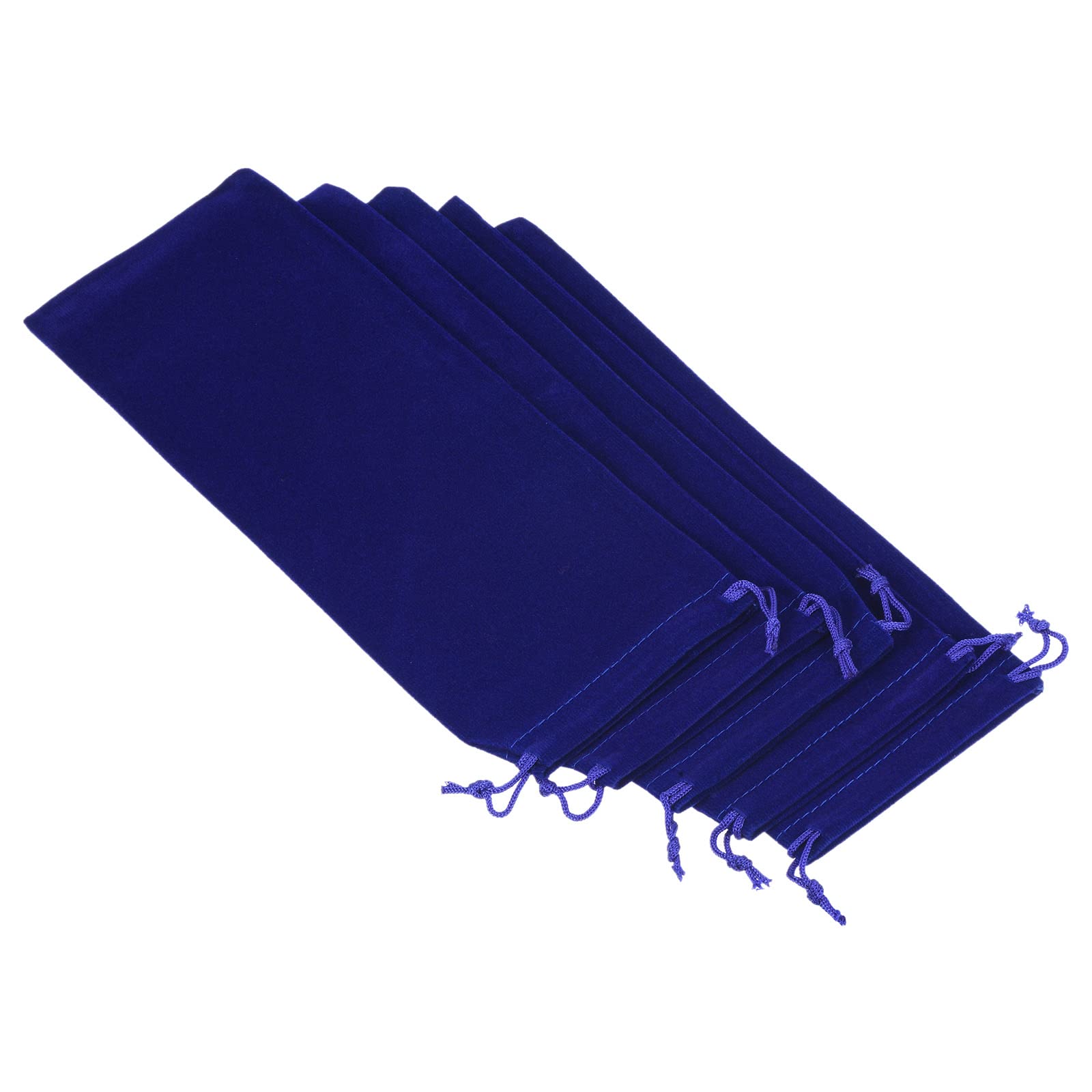 sourcing map pochette microfibre 25x10cm lot 5 bleu foncé cordon
