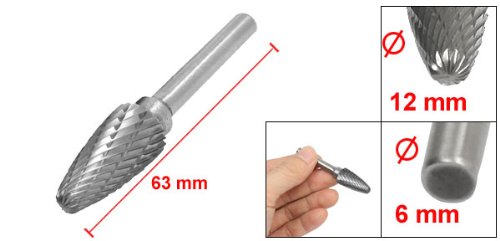 Sourcingmap Fraise Carbure Tungstène Arbre 12x25mm Tige 6mm