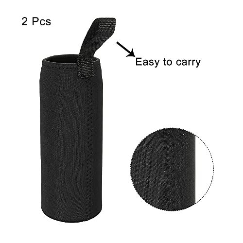 sourcing map Manchon bouteille 500 ml néoprène noir lot de 2