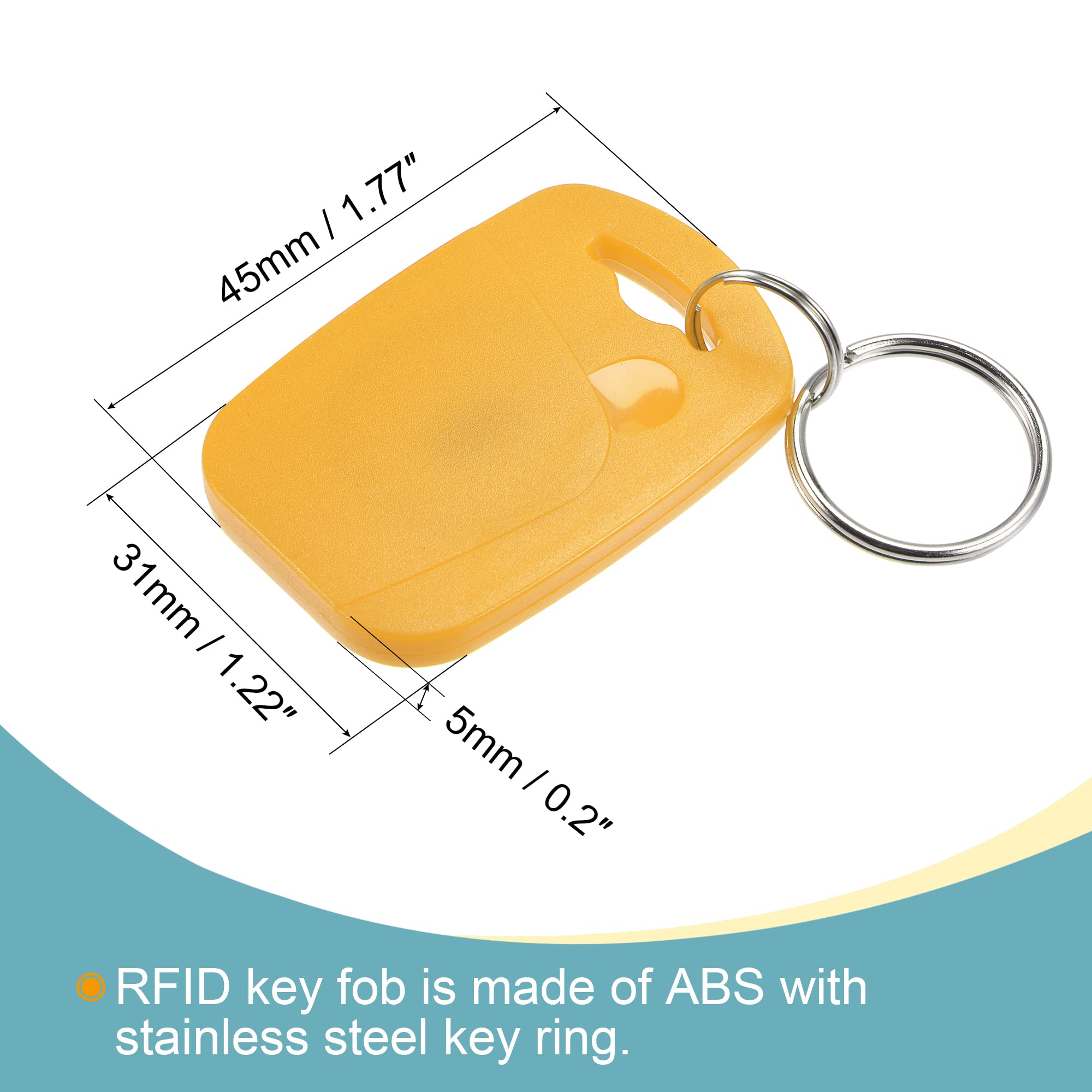 Sourcing Map TK4100 badge porte-clés RFID jaune lot de 10 125KHz