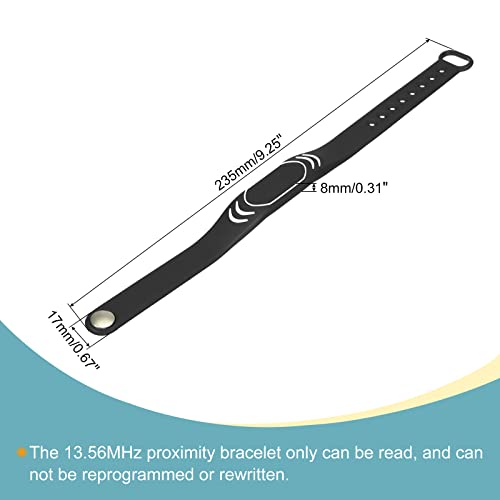 sourcing map Bracelet RFID 13,56 MHz Silicone Noir Réglable