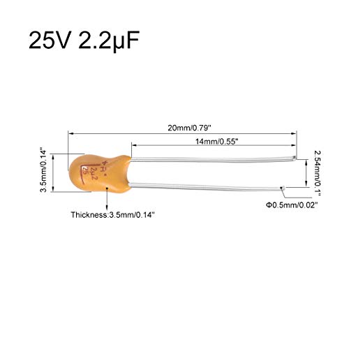 Sourcingmap condensateur tantale 2,2µF 25V lot de 5