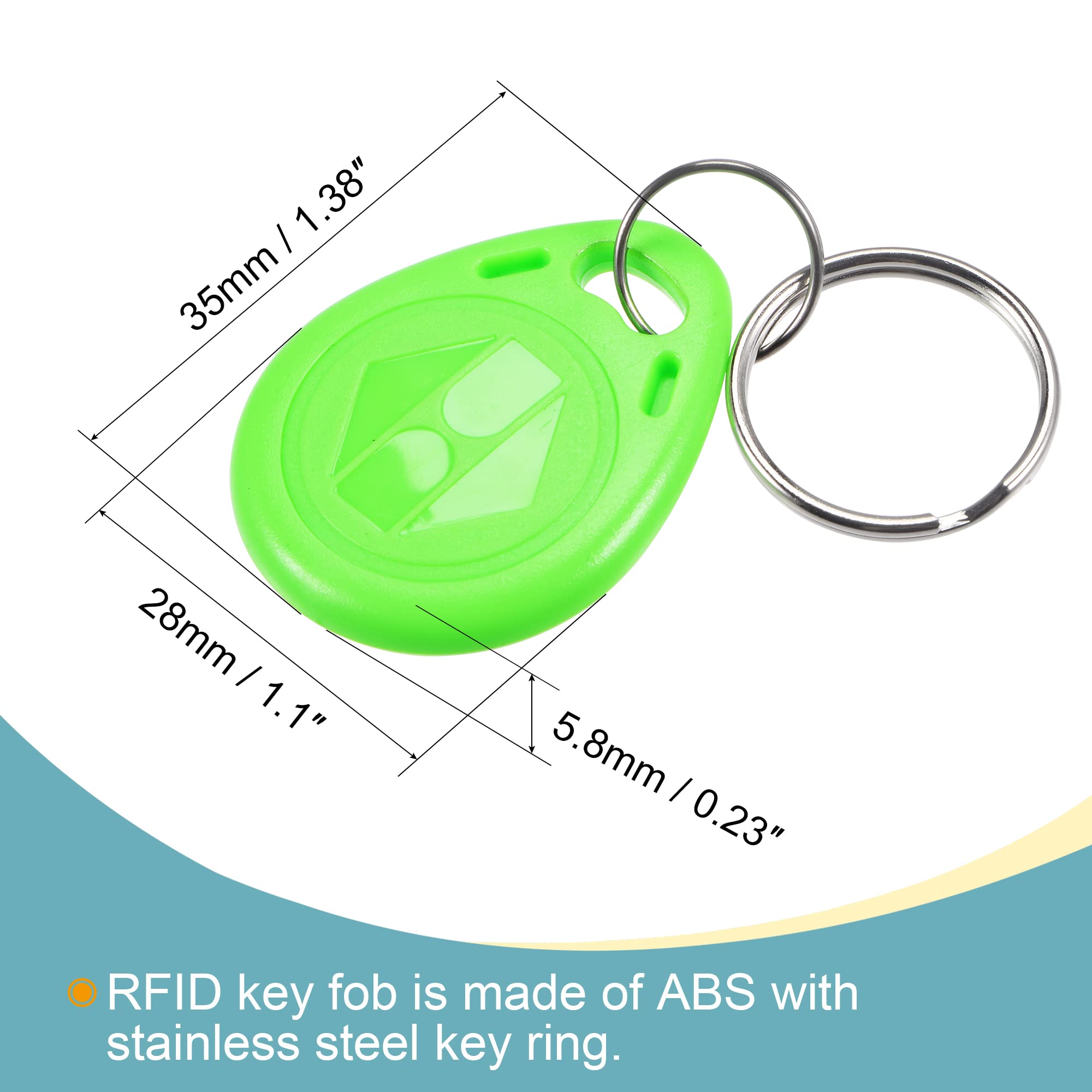 sourcingmap Electronics porte-clés RFID TK4100 vert lot de 10