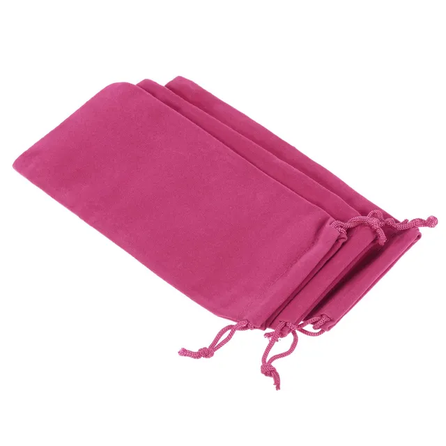Sourcing Map 3 Pochettes Microfibre 17x8cm Rose Rouge Cordon