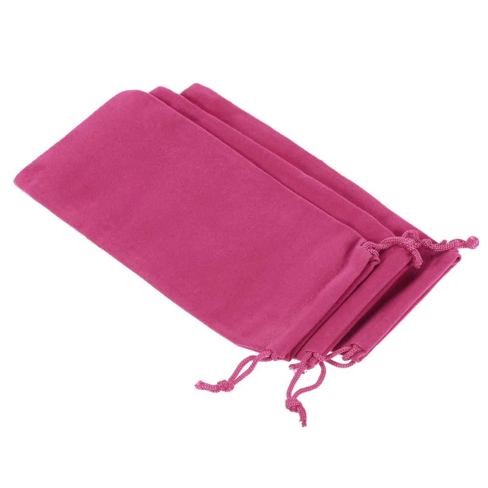 Sourcing Map 3 Pochettes Microfibre 17x8cm Rose Rouge Cordon