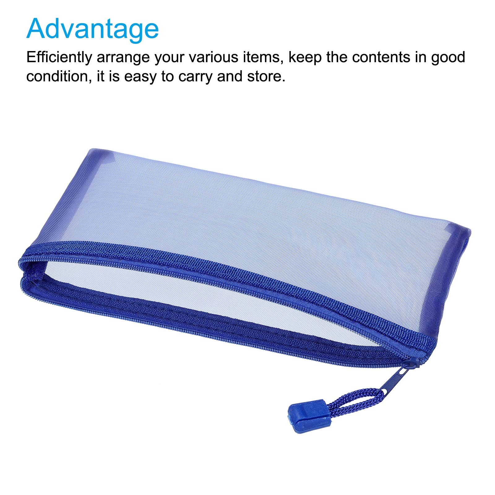 sourcing map pochette zippée A6 bleu ciel x6 nylon