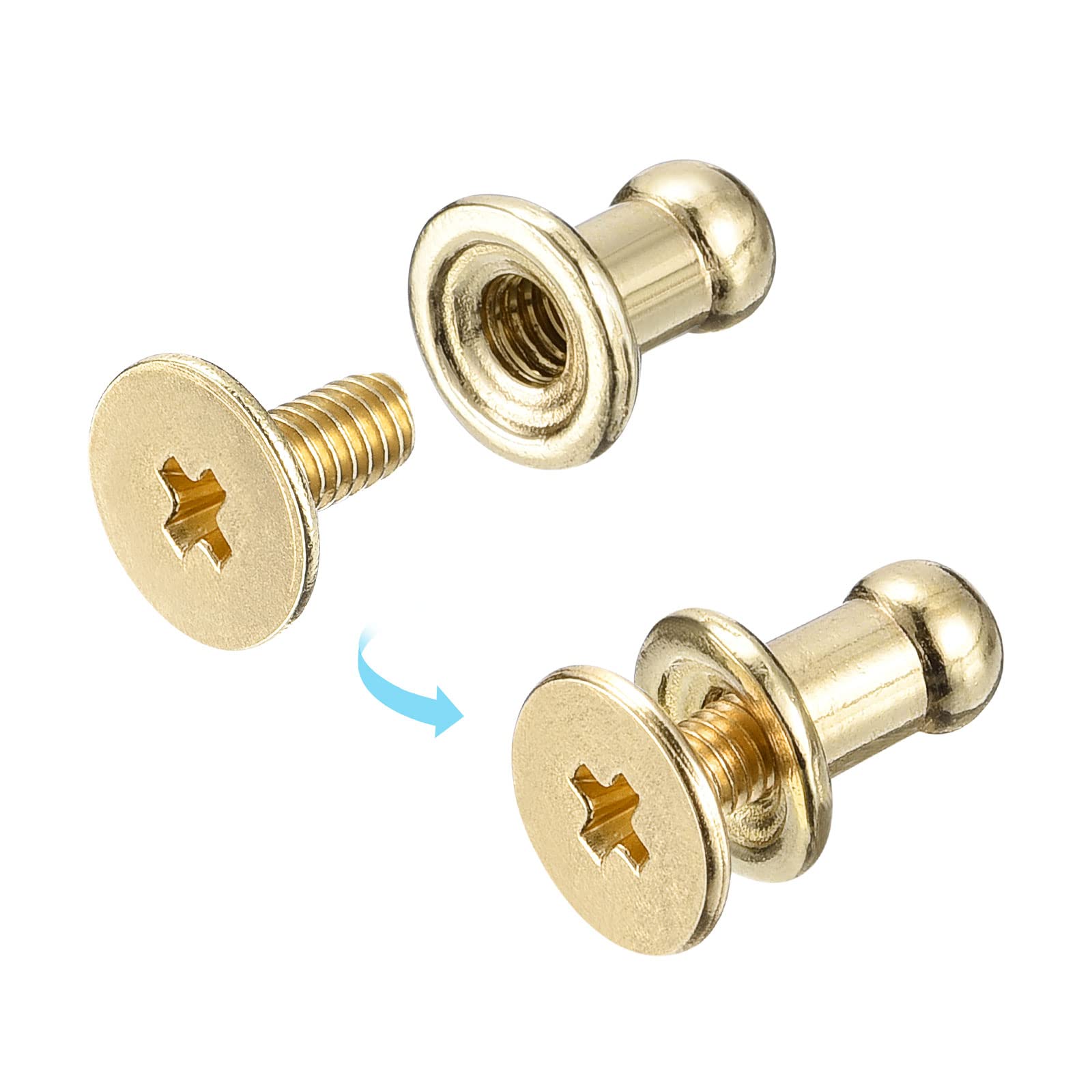 sourcing map rivet cuir tête boule 4mm doré métal lot de 15