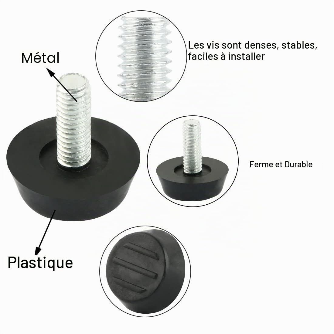 Sourcing Map pied nivellement réglable M6 20 pcs base 22mm