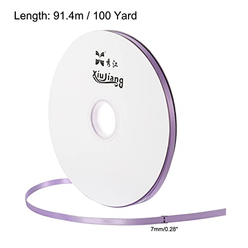 sourcing map Ruban Satin Violet 7mm x 91,4m Double Face