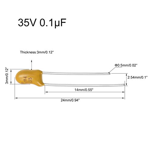 Sourcing Map 0.1uF 35V condensateur tantale radial 5 pcs