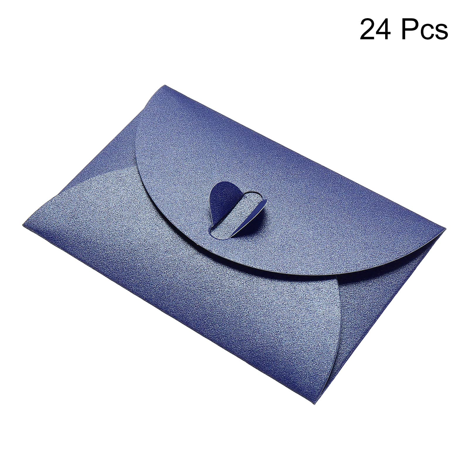 Sourcing Map 24 Mini Enveloppes papier cœur bleu foncé 7x10,5