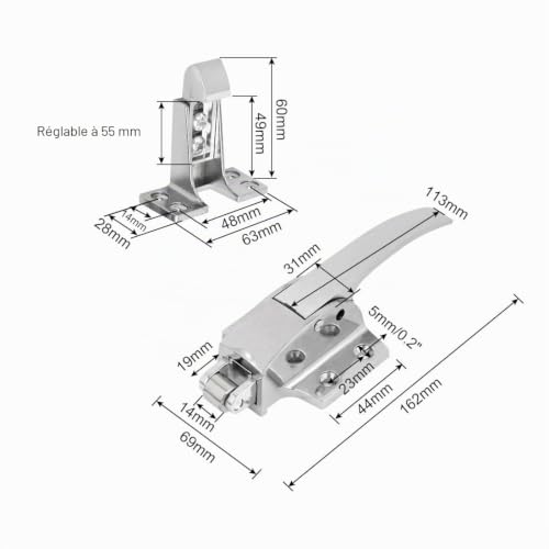 Sourcing Map Loquet poignée métal 7 pouces argent