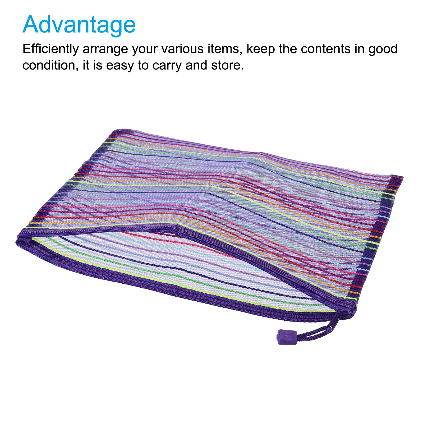 sourcing map pochette maille zippée A4 violet lot 6 nylon
