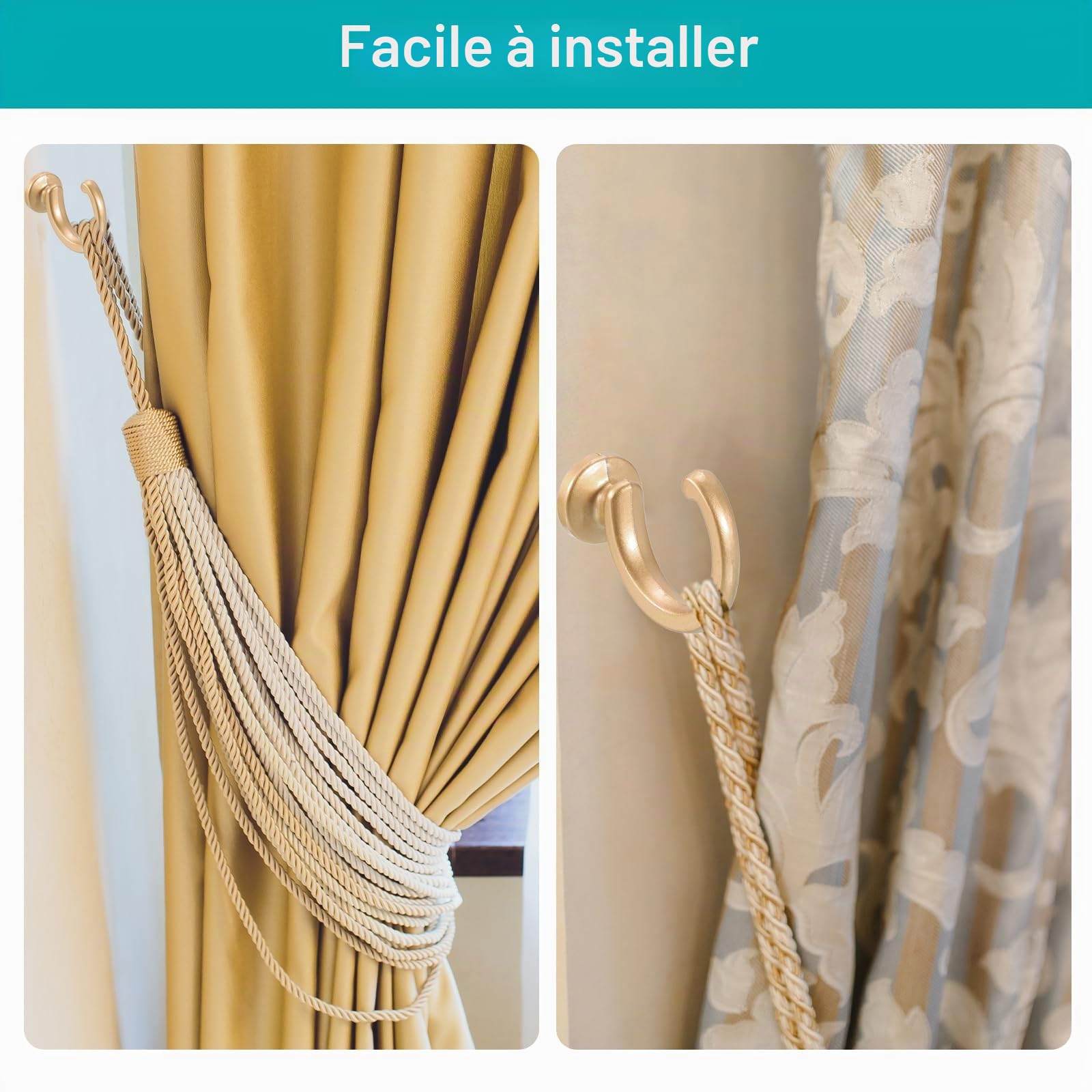 Sourcingmap Home & Garden Embrasse rideau alu blanc x2