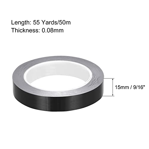 sourcing map Home & Garden ruban adhésif carrelage noir 15mm x 50m