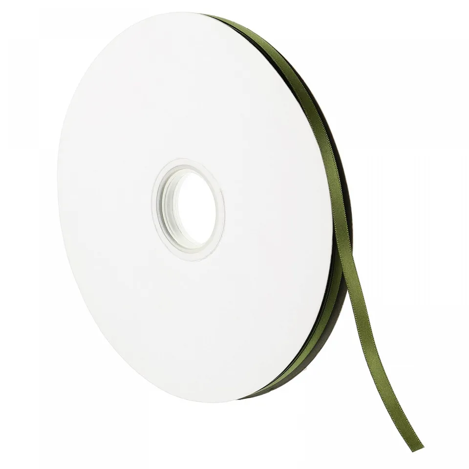 sourcing map Home & Garden ruban satin vert olive 7mmx91,4m