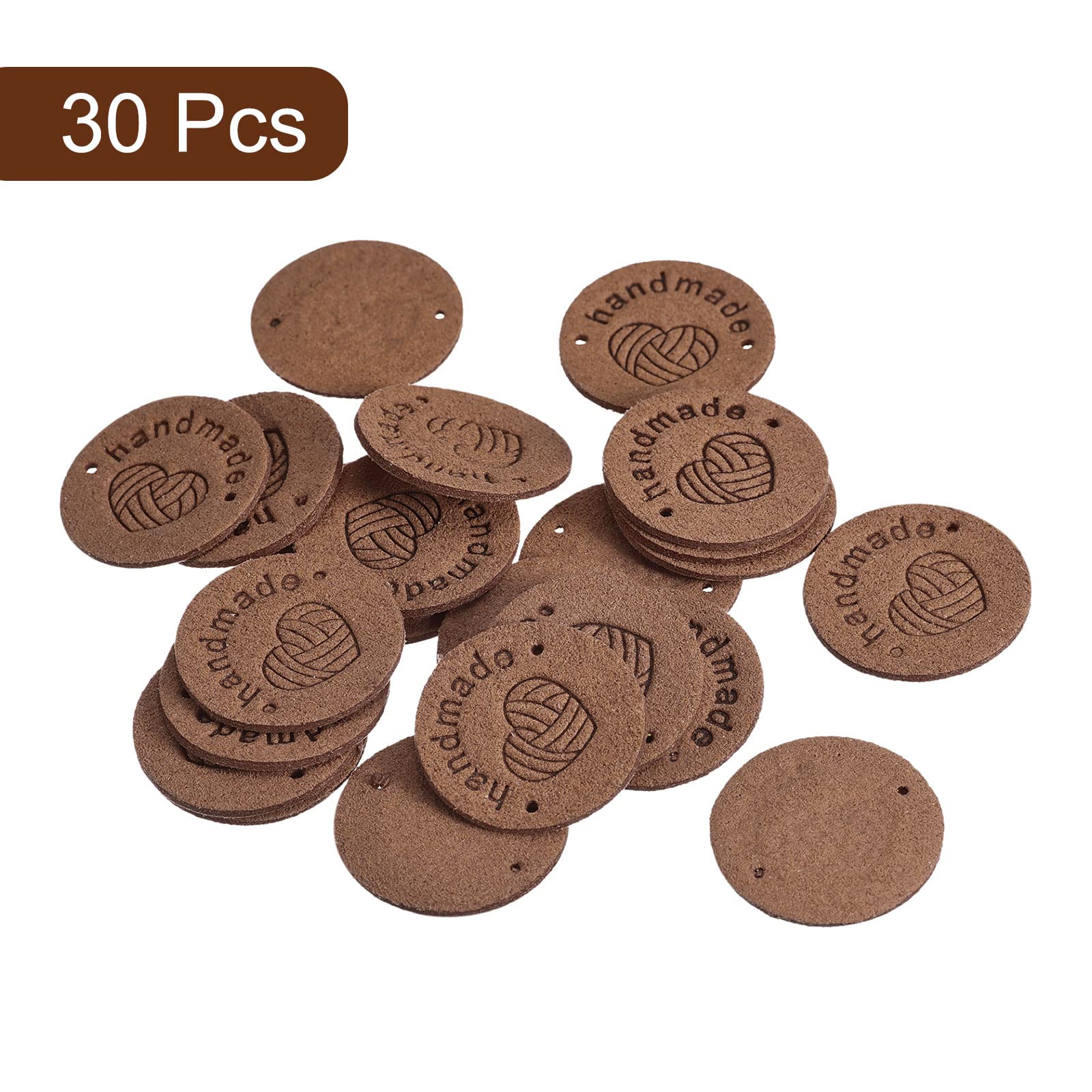 Sourcingmap Étiquettes cuir café 25 mm à coudre lot 30 fait main