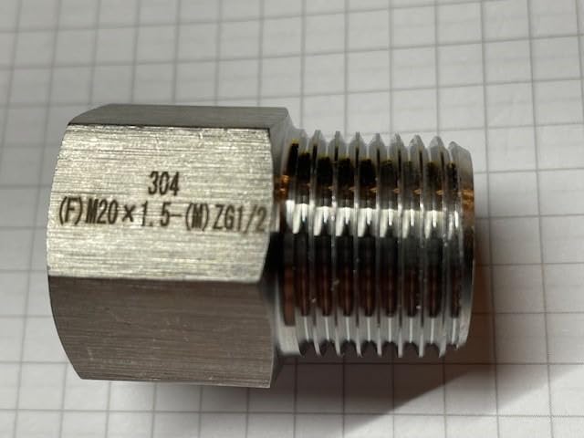 sourcing map adaptateur 1/2 NPT M20x1.5 raccord inox