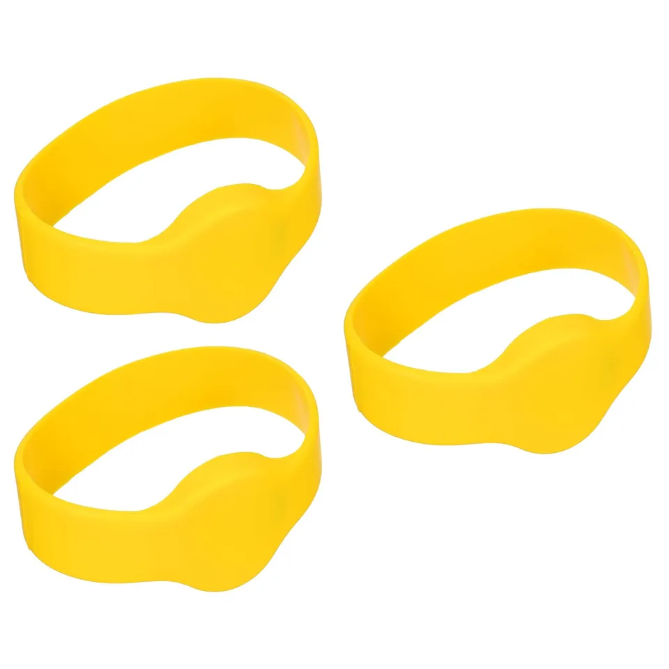 SOURCINGMAP TK4100 bracelet RFID 125kHz jaune lot 3 silicone